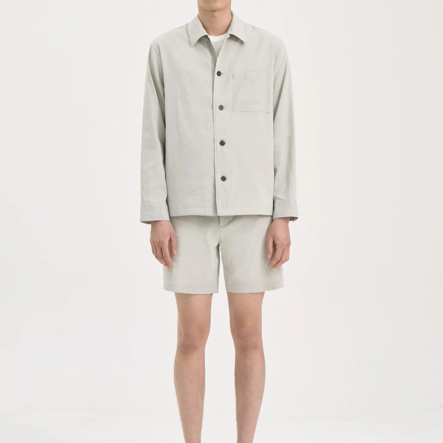 Theory Men Good Crunch Overshirt Jacket - Light Greenstone