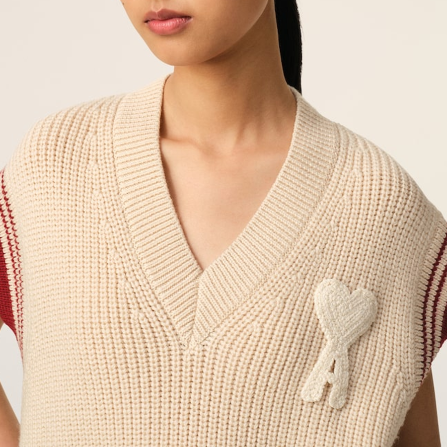 ami Adc Croche Ribbed Vest – Cream
