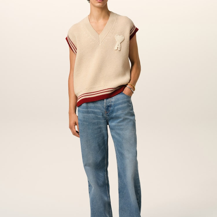 ami Adc Croche Ribbed Vest – Cream