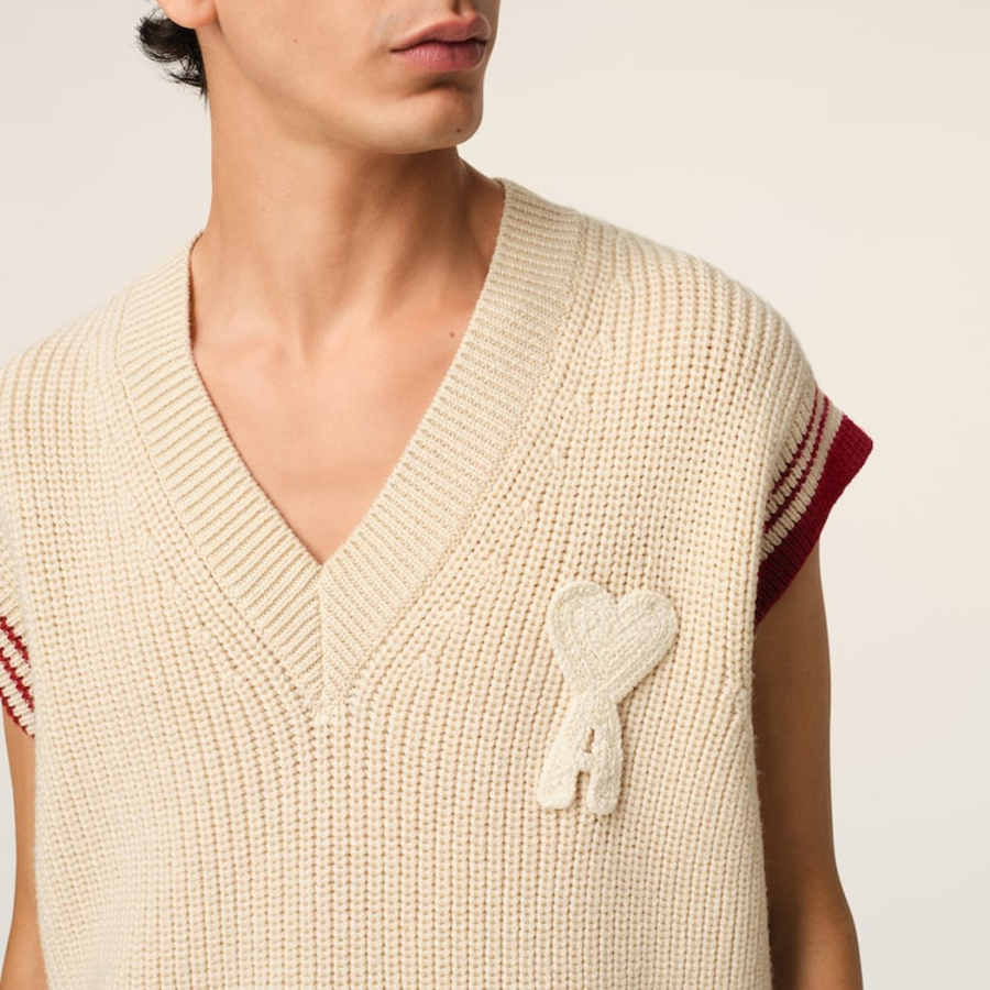 ami Adc Croche Ribbed Vest – Cream