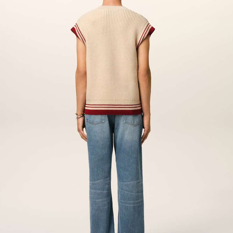 ami Adc Croche Ribbed Vest – Cream