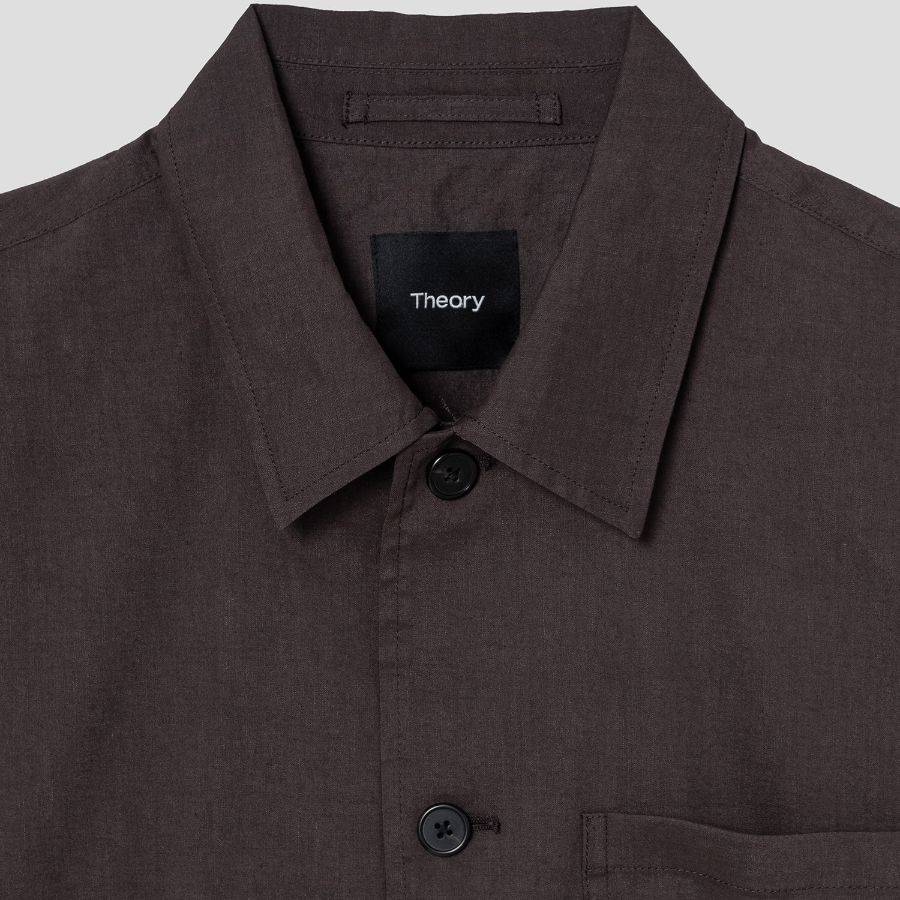 Theory Men Good Crunch Overshirt Jacket - Dark Mocha