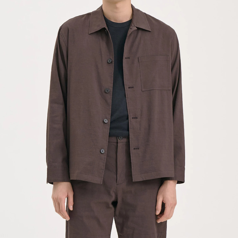 Theory Men Good Crunch Overshirt Jacket - Dark Mocha