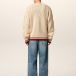 ami Adc Croche Ribbed V Neck Sweater – Cream