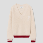 ami Adc Croche Ribbed V Neck Sweater – Cream