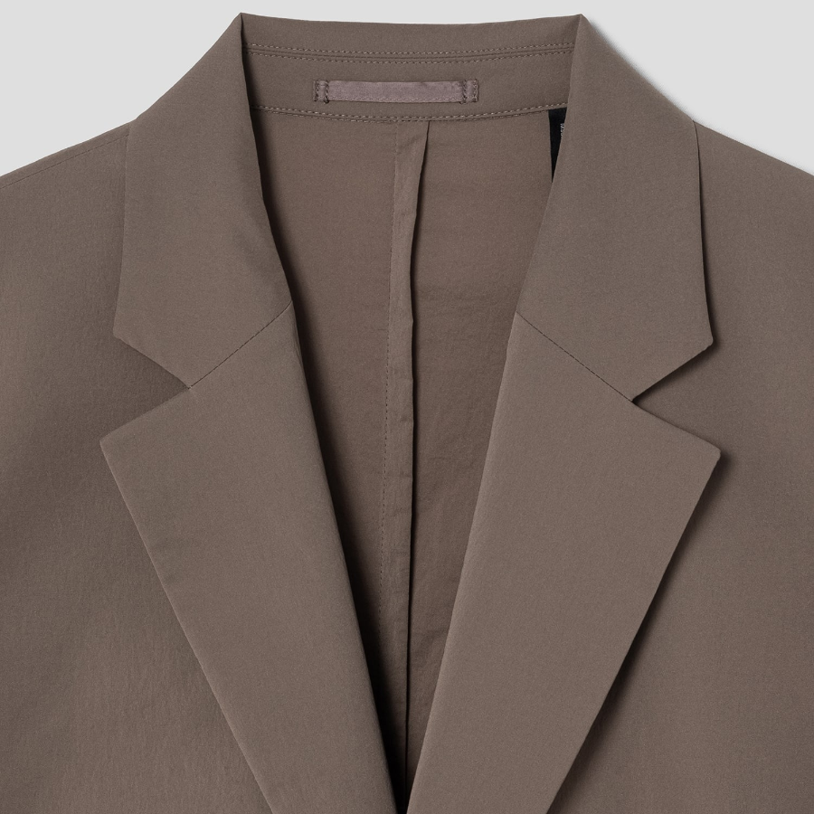 Theory Men Nylon Texture Boxy Blazer Jacket - Walnut