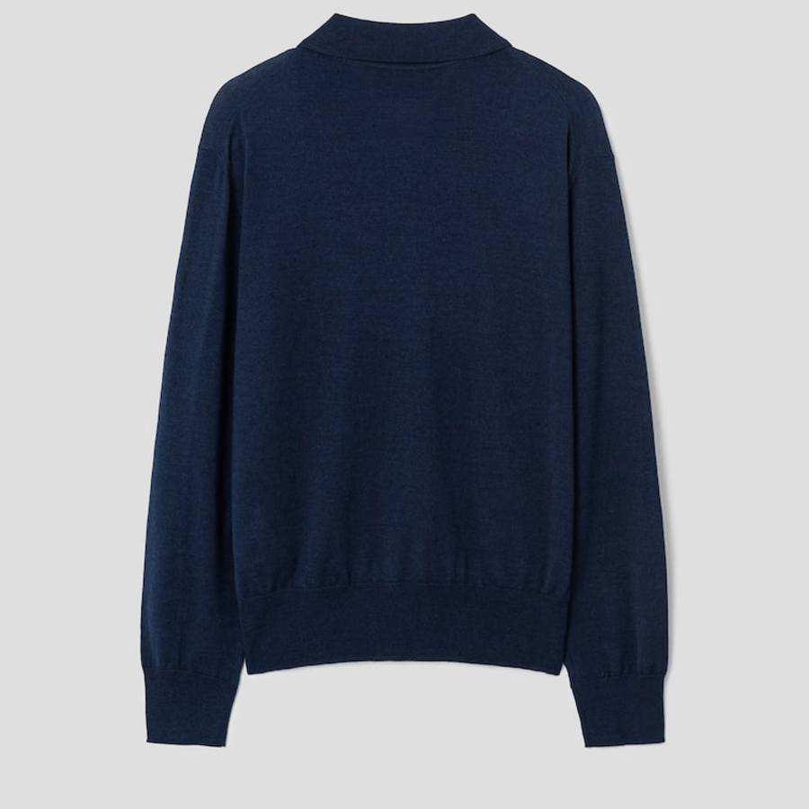 ami Tonal Adc Wool Silk Polo – Navy Blue