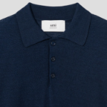 ami Tonal Adc Wool Silk Polo – Navy Blue