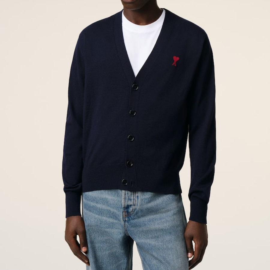 ami Red Adc Cardigan – Night Blue