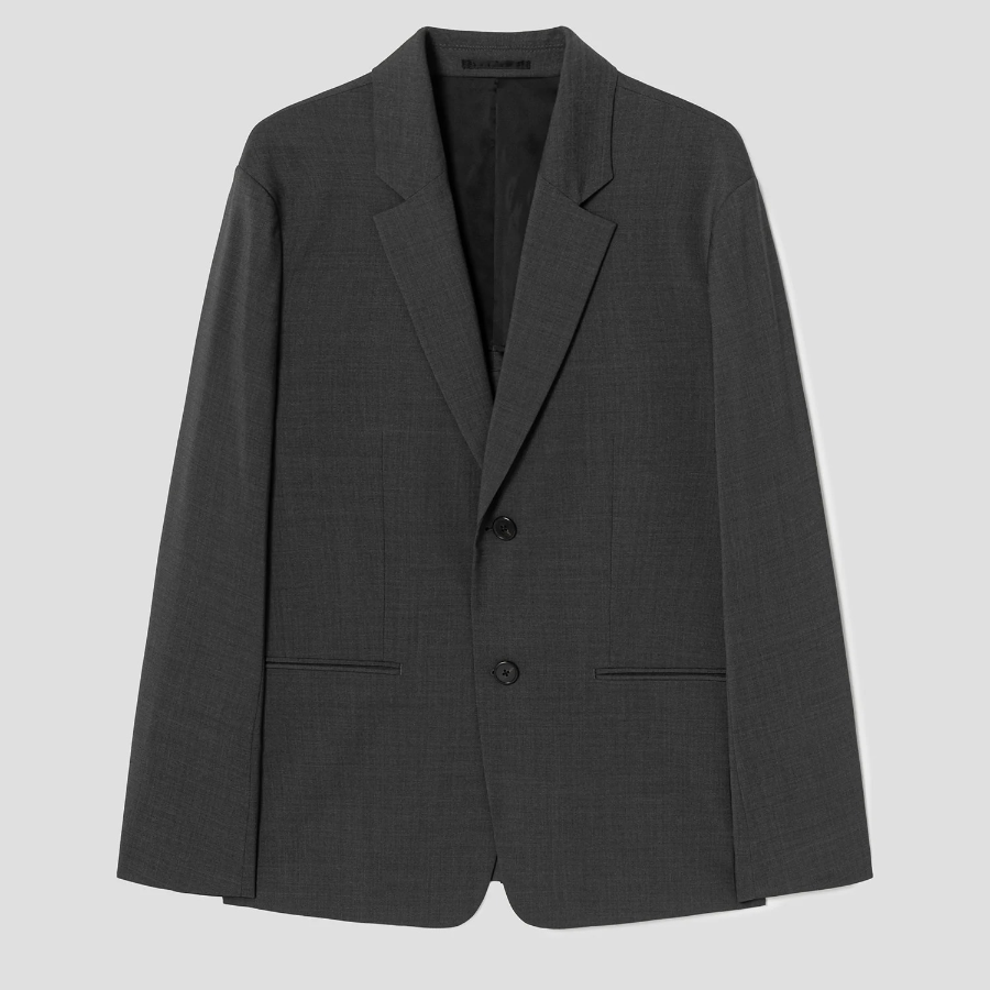 Theory Men Motion Wool Boxy Blazer Jacket - Charcoal Melange