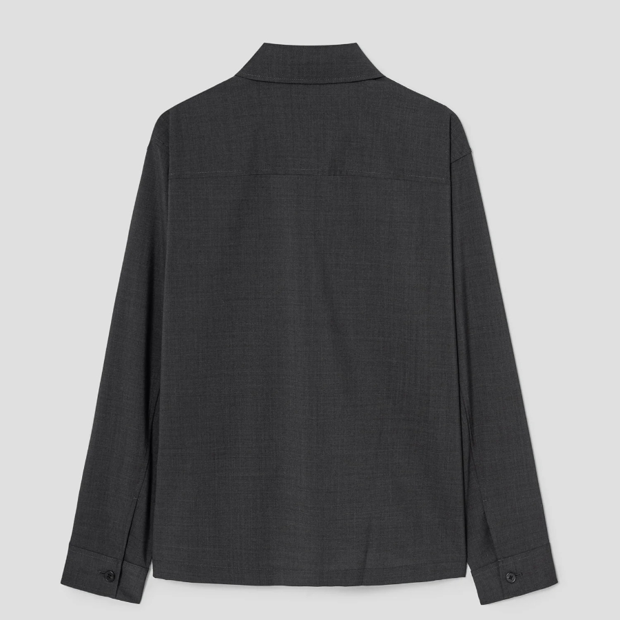 Theory Men Motion Wool Zip Overshirt Jacket - Charcoal Melange