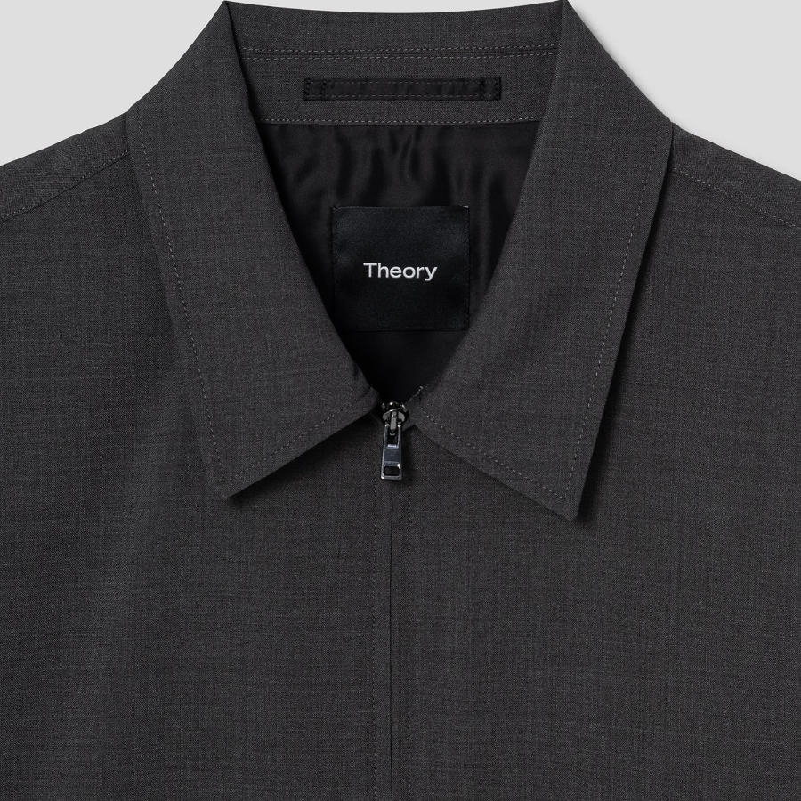 Theory Men Motion Wool Zip Overshirt Jacket - Charcoal Melange