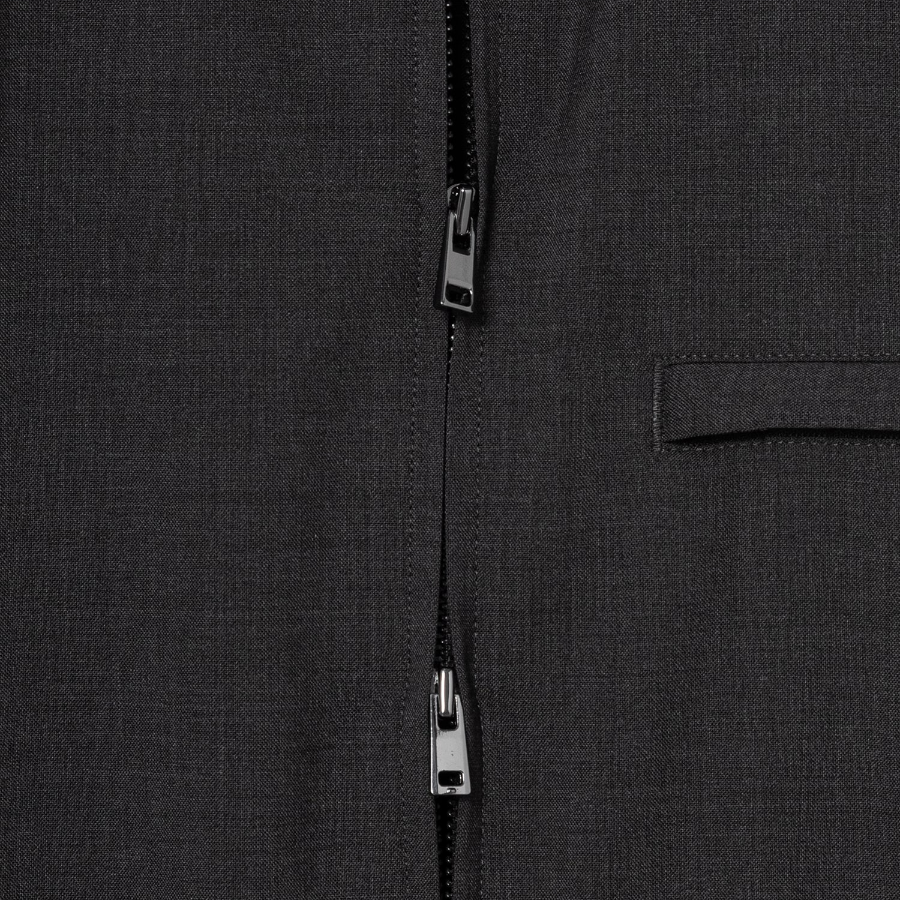 Theory Men Motion Wool Zip Overshirt Jacket - Charcoal Melange