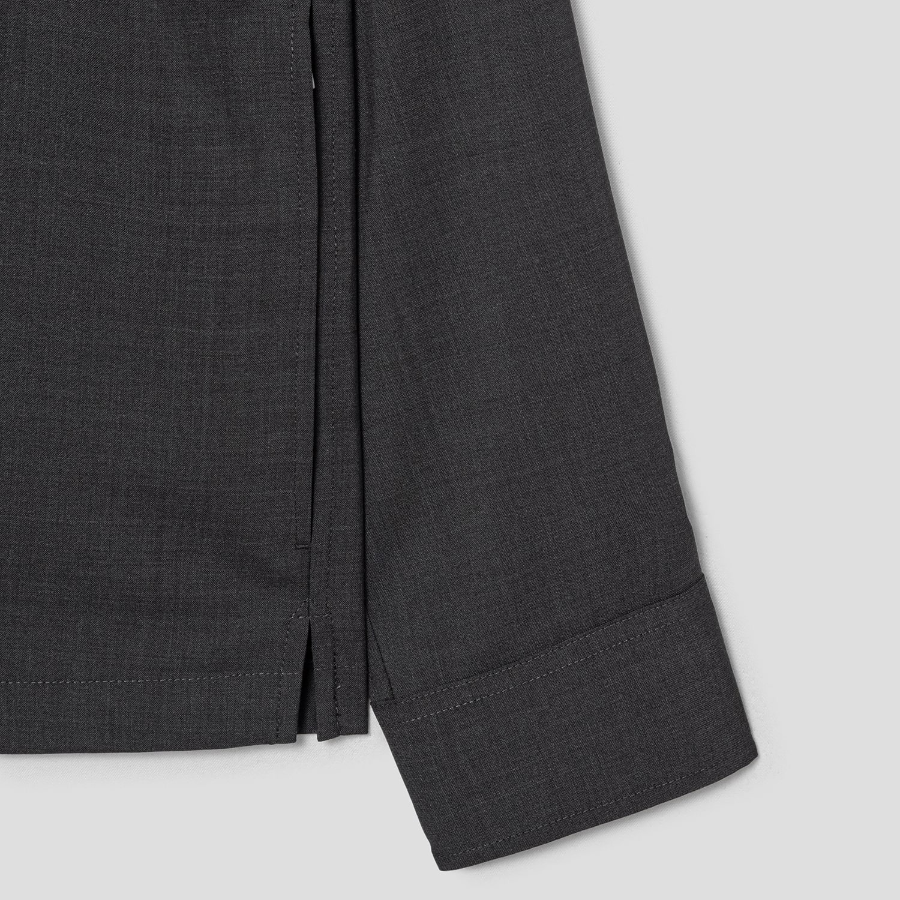 Theory Men Motion Wool Zip Overshirt Jacket - Charcoal Melange