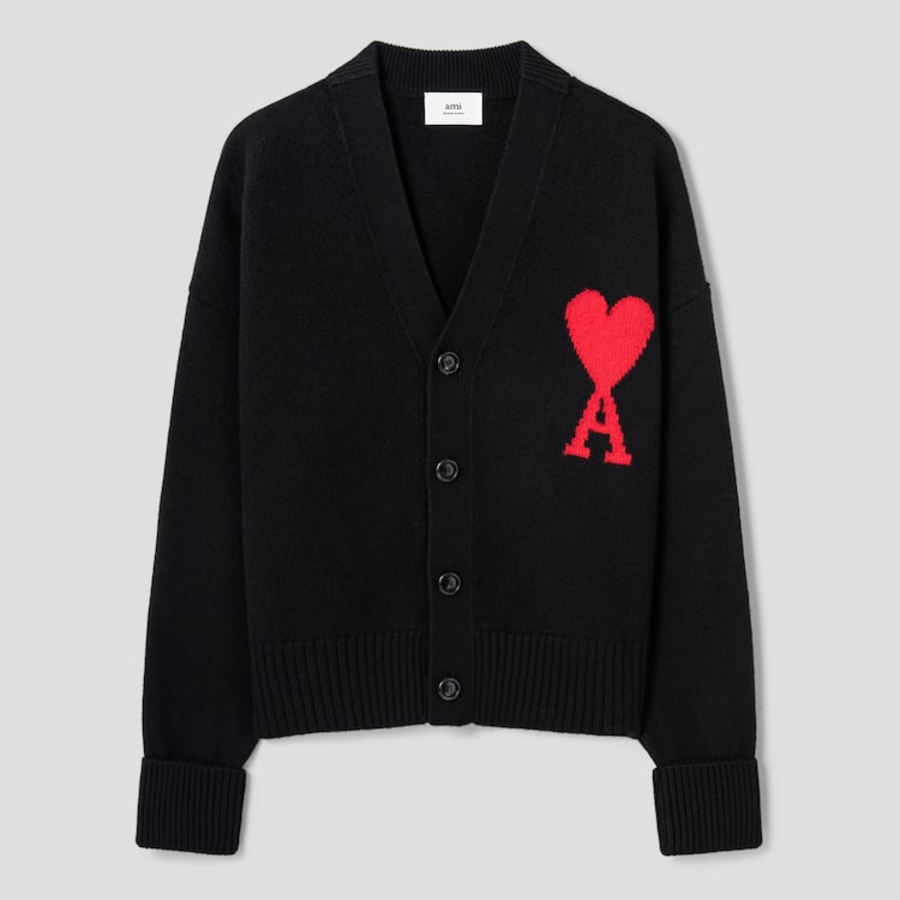 ami Intarsia Adc Cardigan – Black