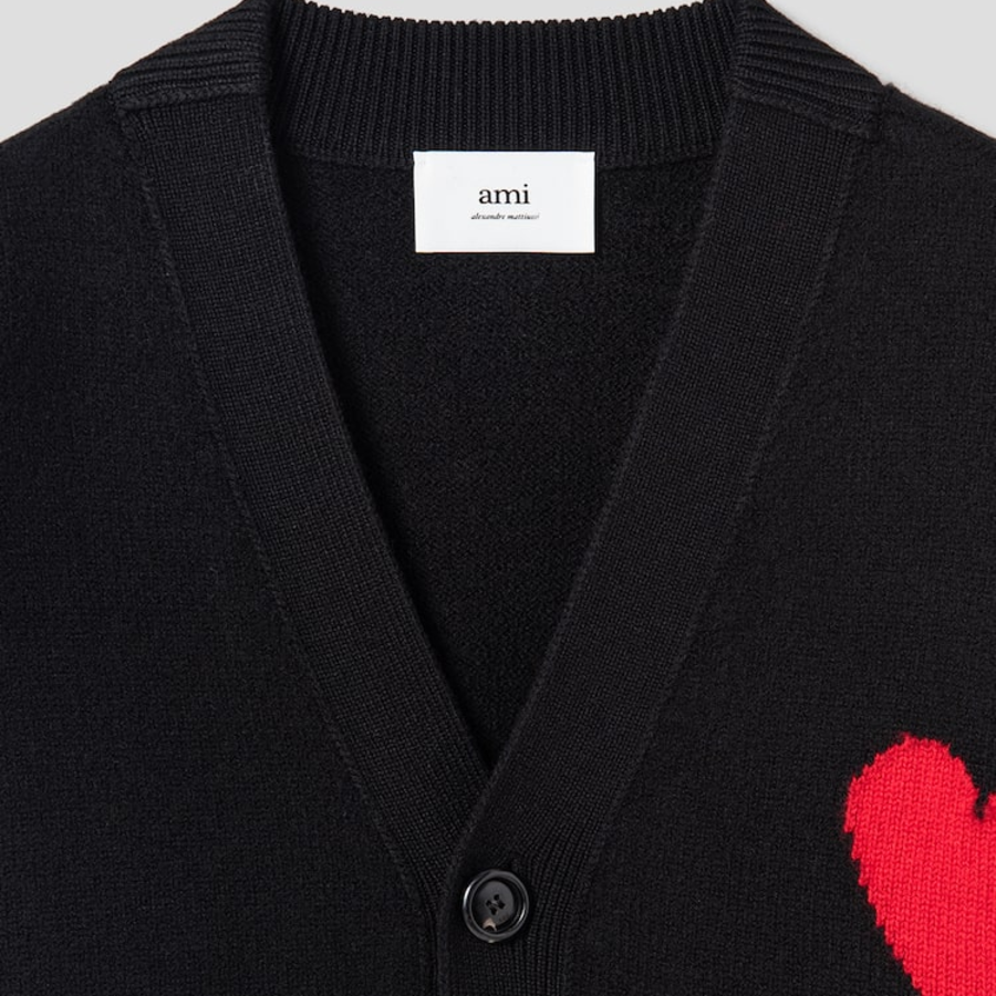 ami Intarsia Adc Cardigan – Black