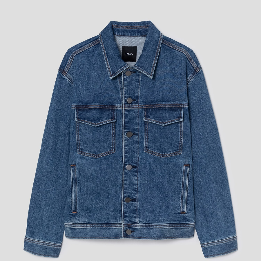 Theory Men Beryl Denim City Trucker Jacket - Mid Blue