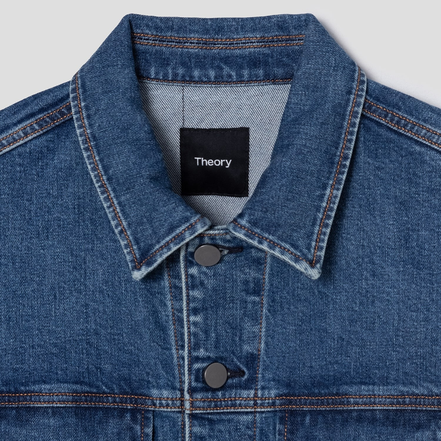 Theory Men Beryl Denim City Trucker Jacket - Mid Blue