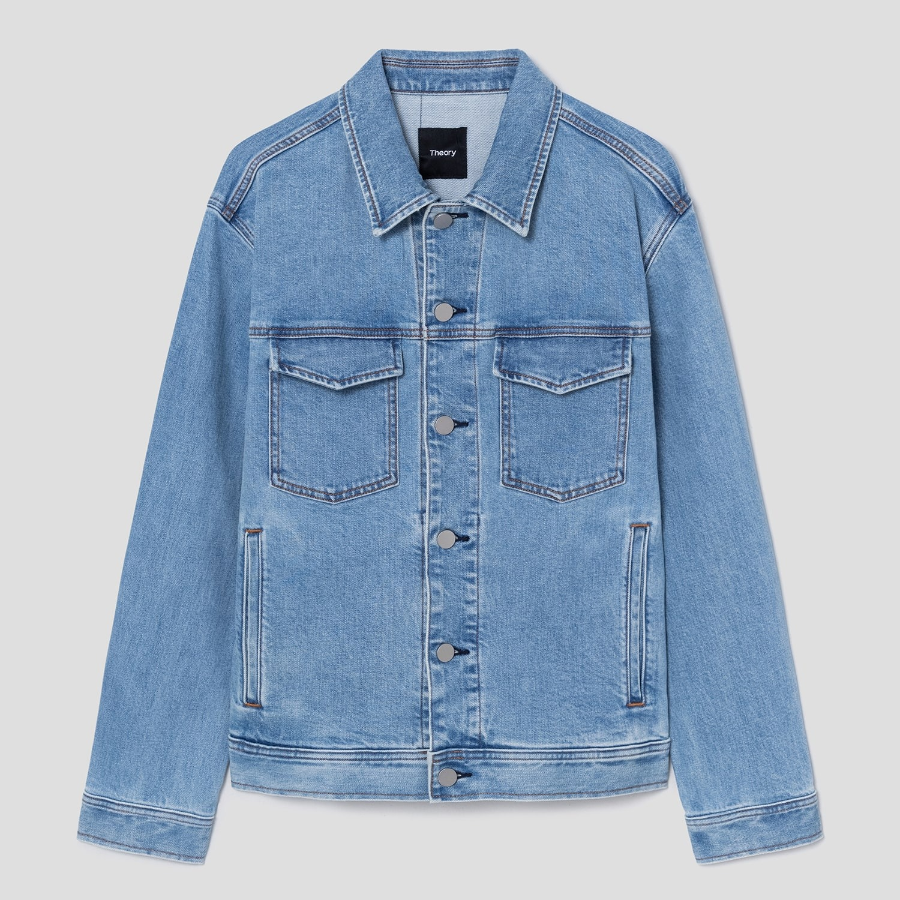 Theory Men Beryl Denim City Trucker Jacket - Super Light Wash