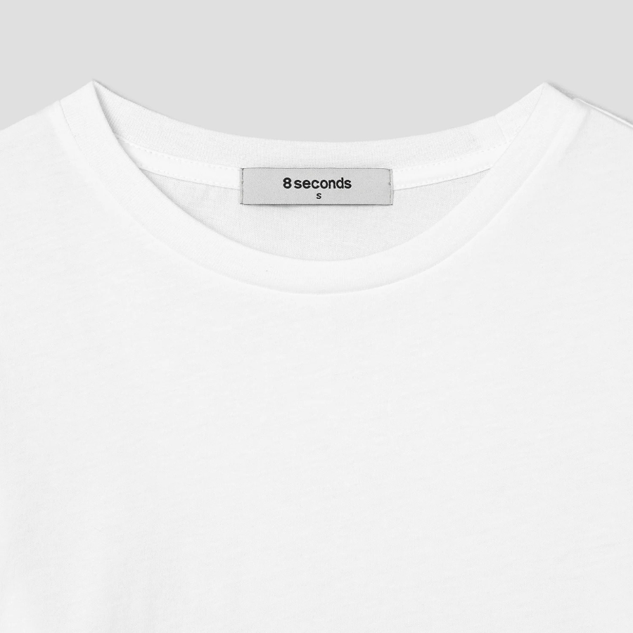 8 seconds Basic Round Neck Short Sleeve T-Shirt — White
