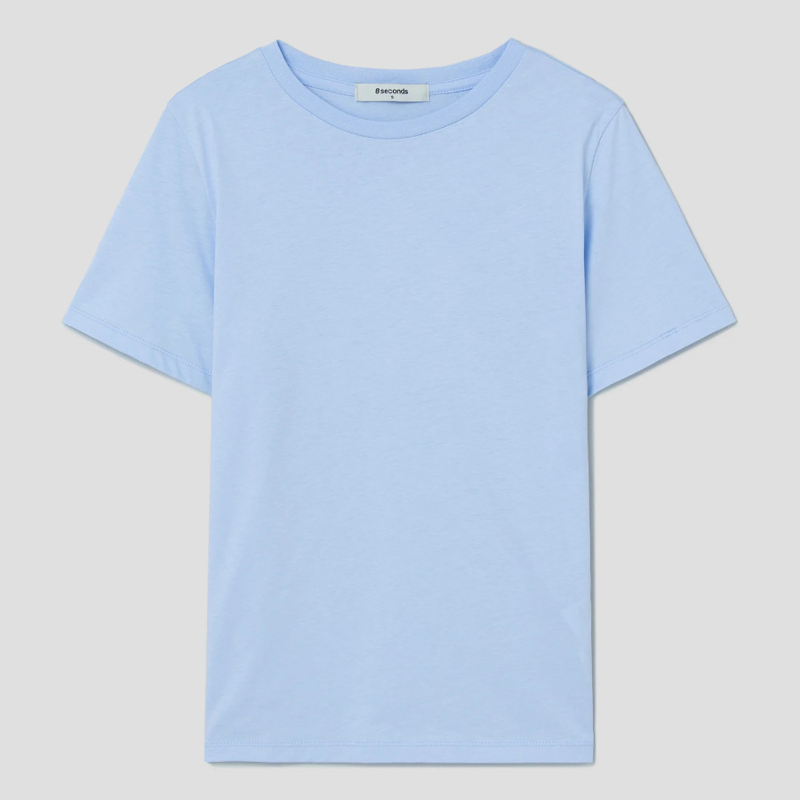 8 seconds Basic Round Neck Short Sleeve T-Shirt — Sky Blue