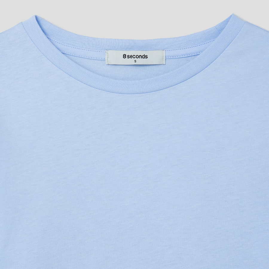 8 seconds Basic Round Neck Short Sleeve T-Shirt — Sky Blue