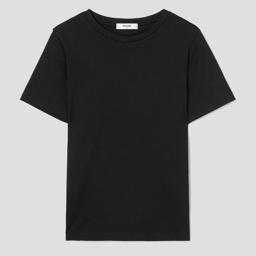 8 seconds Basic Round Neck Short Sleeve T-Shirt — Black
