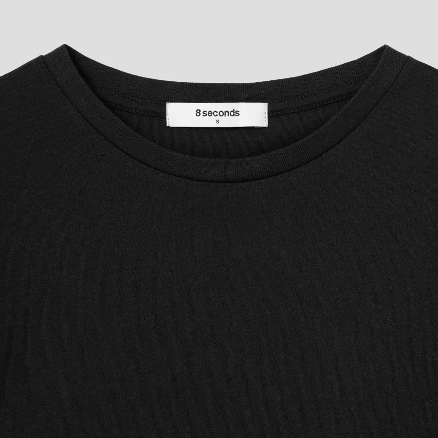 8 seconds Basic Round Neck Short Sleeve T-Shirt — Black
