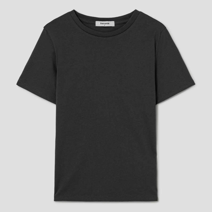8 seconds Basic Round Neck Short Sleeve T-Shirt — Ash