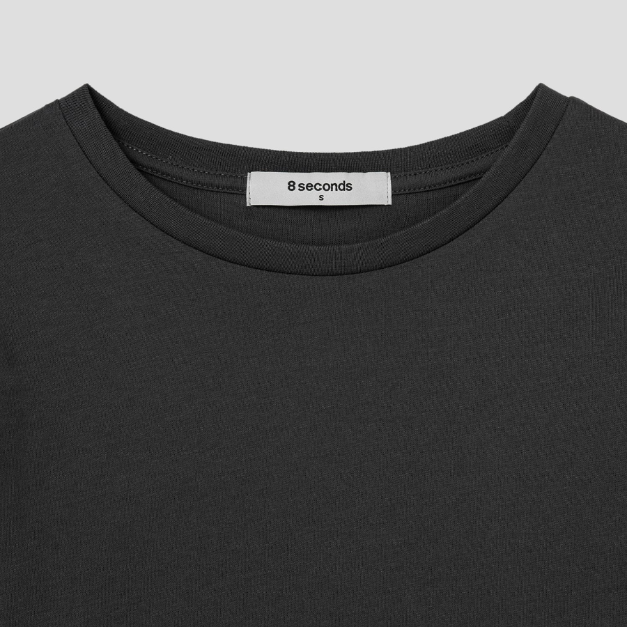 8 seconds Basic Round Neck Short Sleeve T-Shirt — Ash