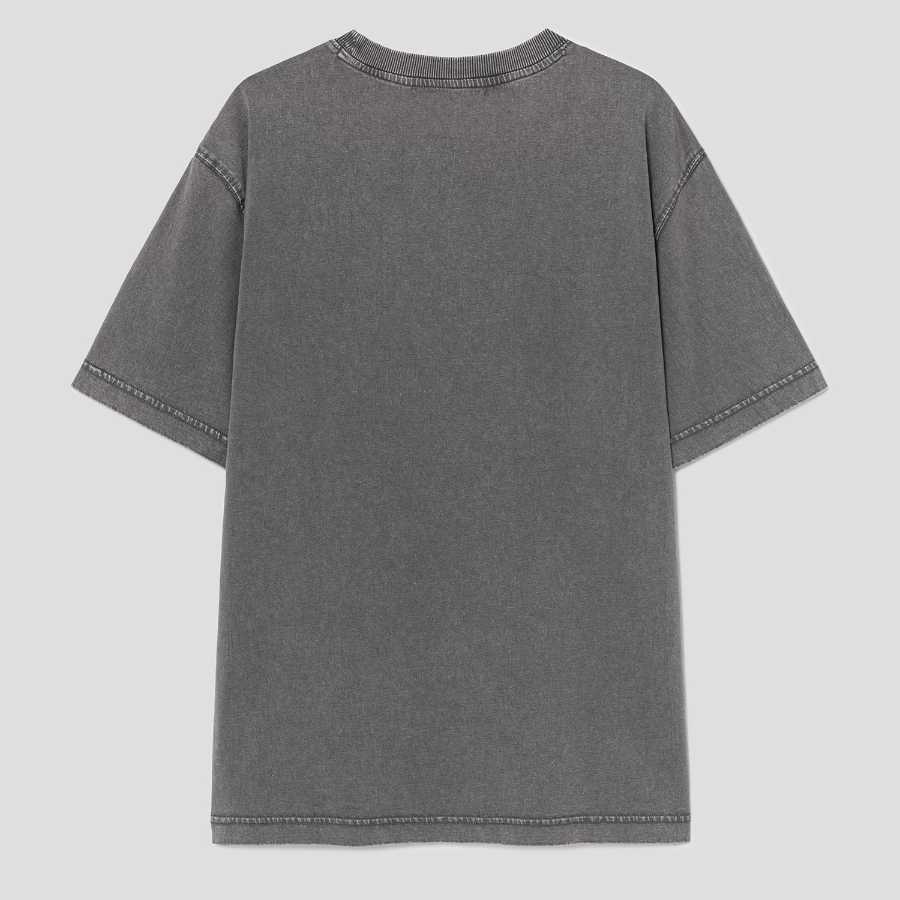 8 seconds Garment-Dyed Graphic Oversized Short Sleeve T-Shirt — Ash