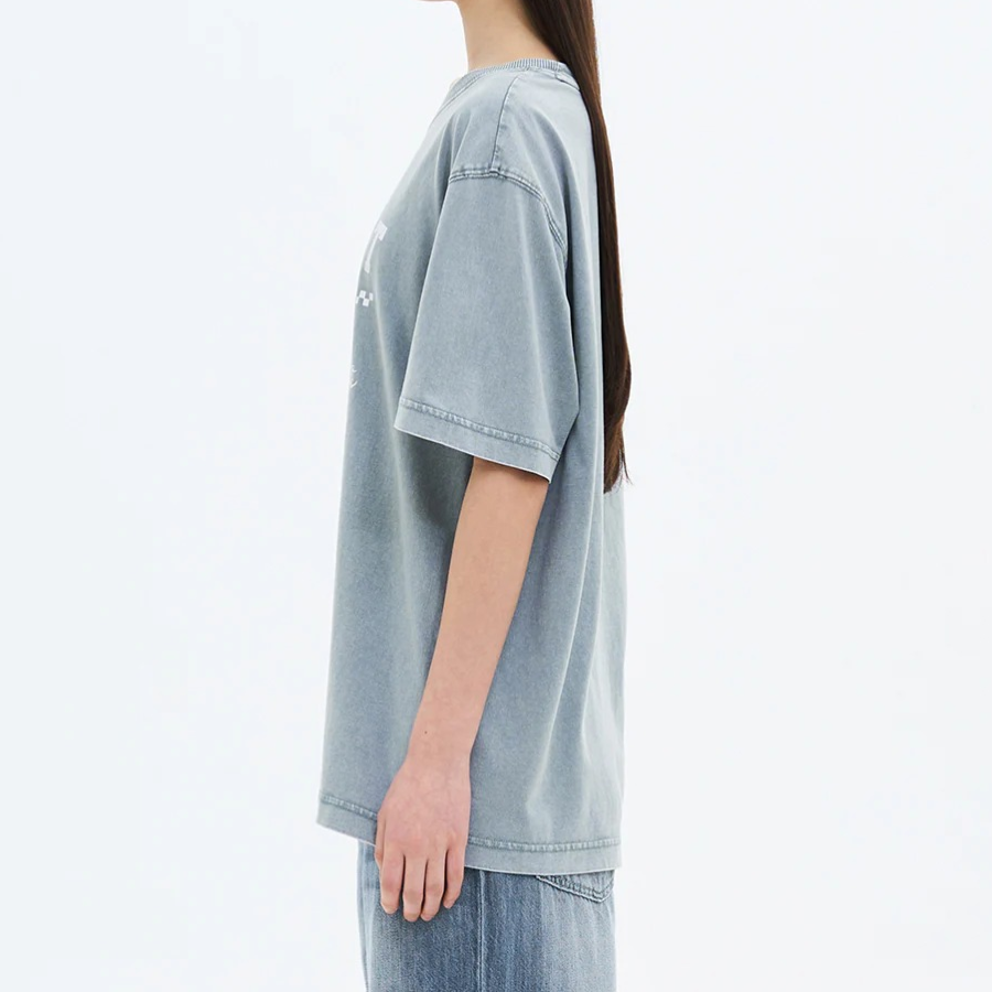 8 seconds Garment-Dyed Graphic Oversized Short Sleeve T-Shirt — Blue