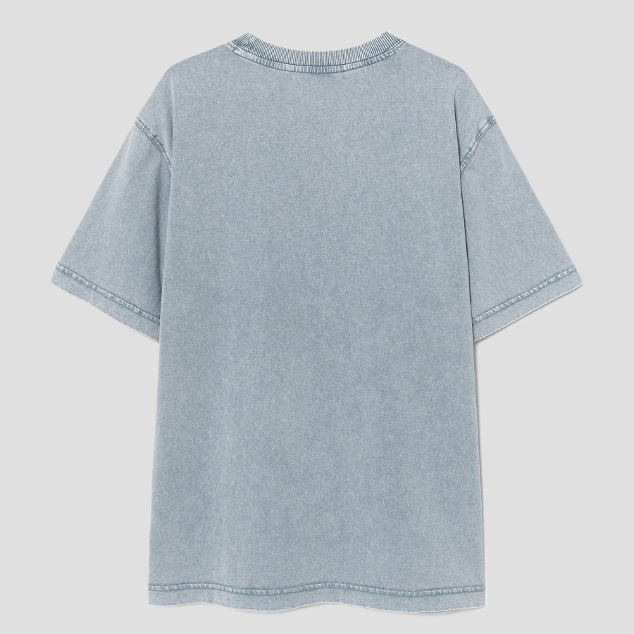 8 seconds Garment-Dyed Graphic Oversized Short Sleeve T-Shirt — Blue