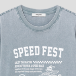 8 seconds Garment-Dyed Graphic Oversized Short Sleeve T-Shirt — Blue