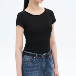 8 seconds Cap Sleeve Slim Fit Short Sleeve T-Shirt — Black