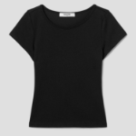 8 seconds Cap Sleeve Slim Fit Short Sleeve T-Shirt — Black