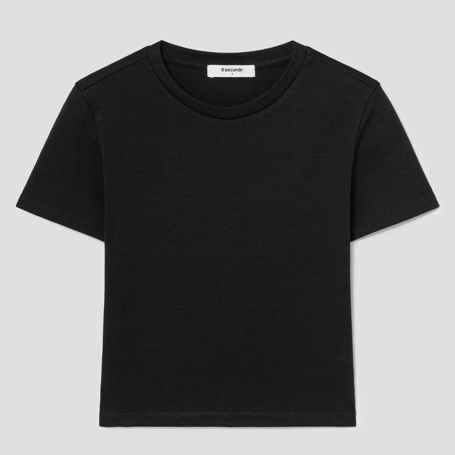8 seconds Cropped Short Sleeve T-Shirt — Black