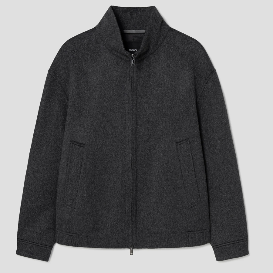 Theory Men New Divide Stand Collar Jacket - Dark Charcoal Melange