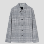 Theory Men Shaded Plaid Overshirt Jacket - Light Grey Melange