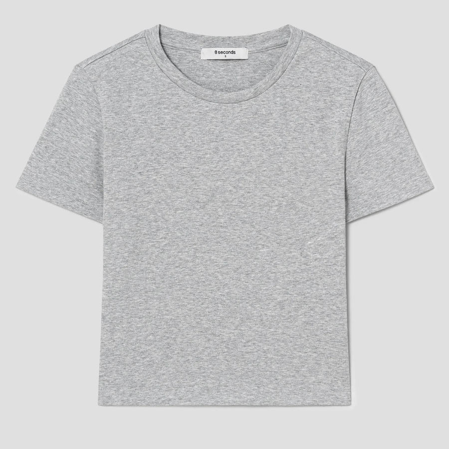 8 seconds Cropped Short Sleeve T-Shirt — Grey