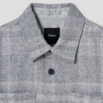 Theory Men Shaded Plaid Overshirt Jacket - Light Grey Melange