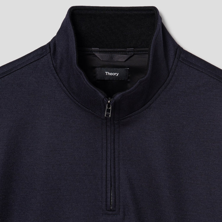 Theory Men Woodmere Stand Collar Quarter Zip Jacket - Baltic