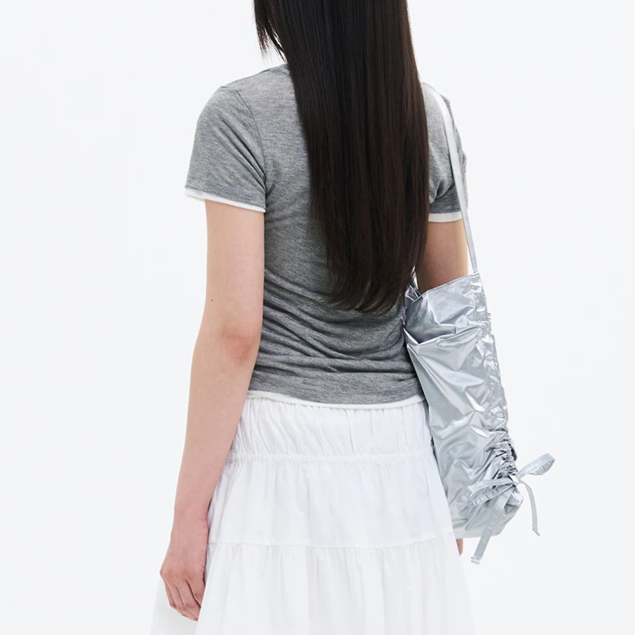 8 seconds Layered Sheer Short Sleeve T-Shirt — Grey