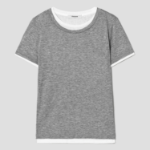 8 seconds Layered Sheer Short Sleeve T-Shirt — Grey