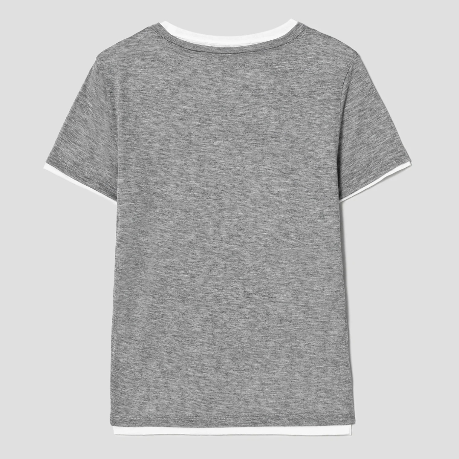 8 seconds Layered Sheer Short Sleeve T-Shirt — Grey