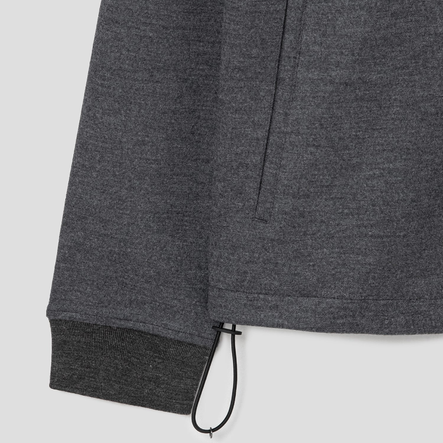 Theory Men Woodmere Stand Collar Quarter Zip Jacket - Dark Ash Melange