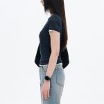 8 seconds Layered Sheer Short Sleeve T-Shirt — Navy