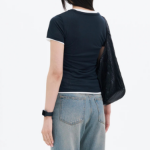 8 seconds Layered Sheer Short Sleeve T-Shirt — Navy