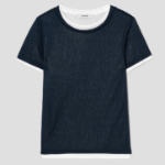 8 seconds Layered Sheer Short Sleeve T-Shirt — Navy