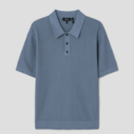 Theory Men Tactile Cotton Mesh Polo Sweater - Dark Rainstorm